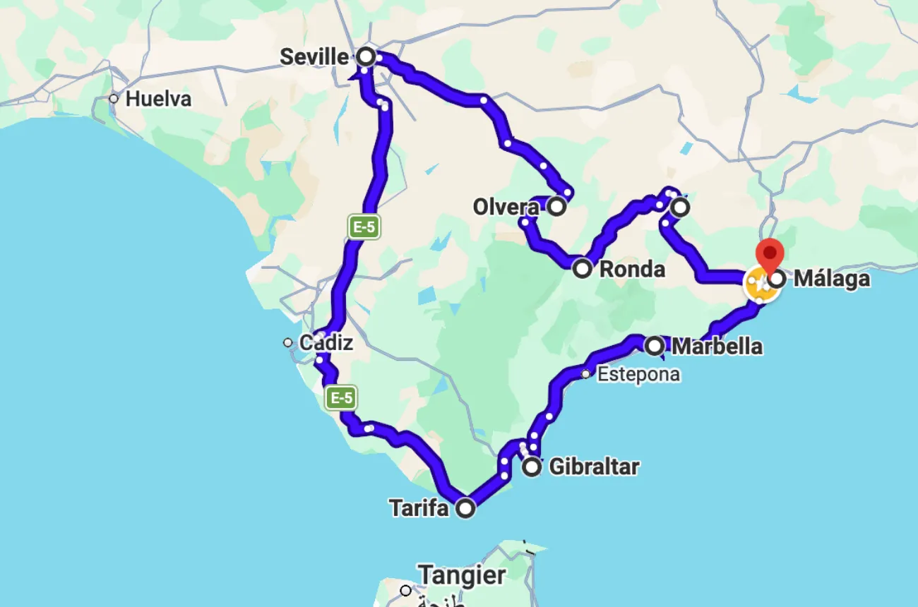 mapa roadtrip andalusie to nejkrásnější z andalusie